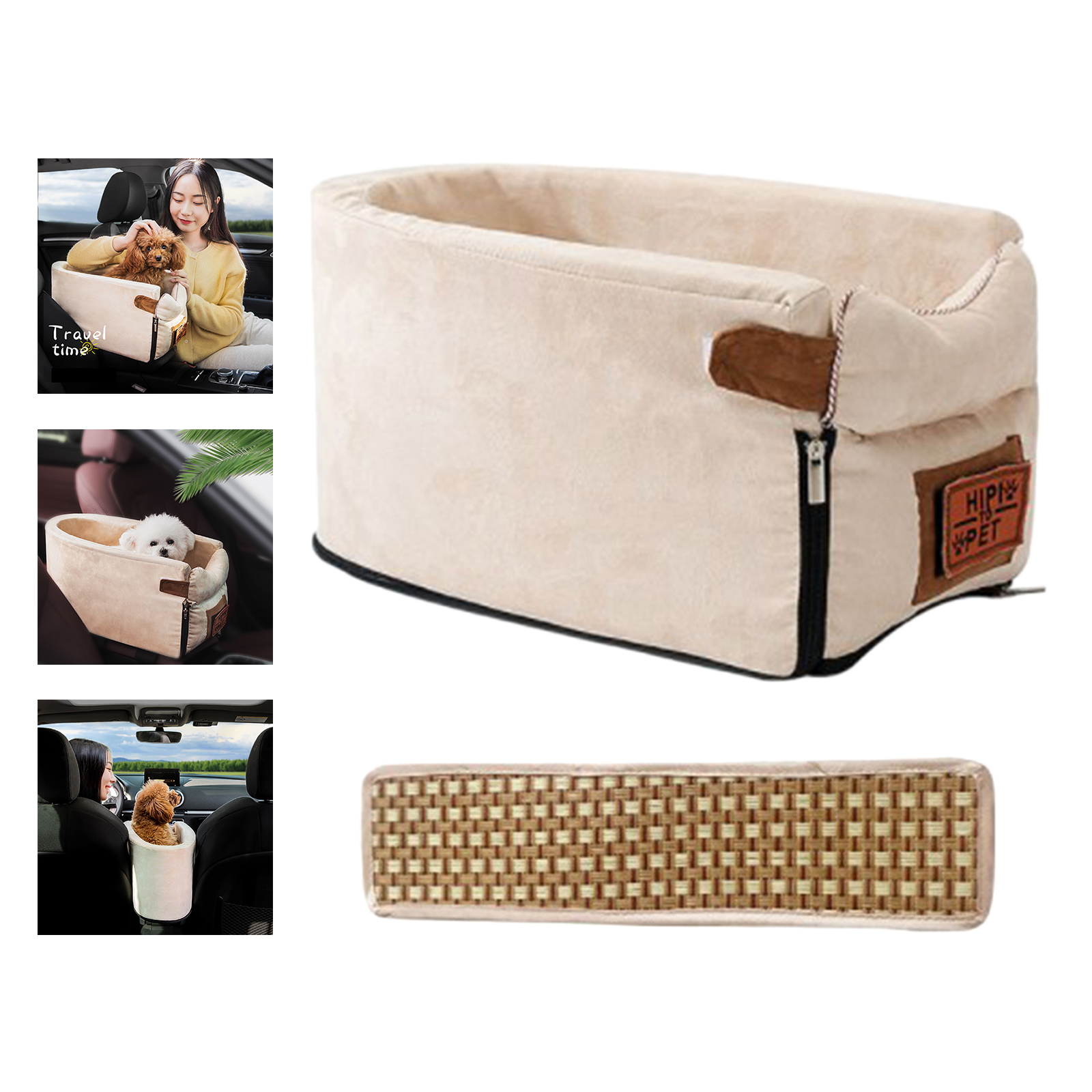 Portable Pet Car Booster Seat on Car Armrest Breathable Carrier Carry Cage Stable Carrying Dog Car Seat Basket with Cooling Mat