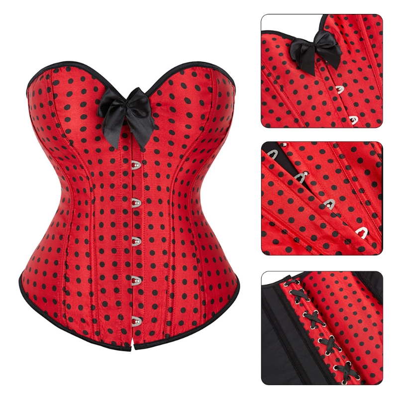 red and white polka dot corset