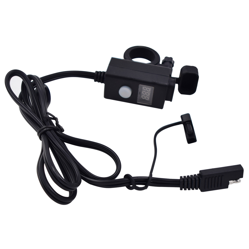 SAE to USB Adapter Motorcycle Quick Disconnect Plug with USB Charger 2.1A and LED Digital Voltmeter SAE to USB Adapter Motorcycle Quick Disconnect Plug with USB Charger 2.1A and LED Digital Voltmeter
