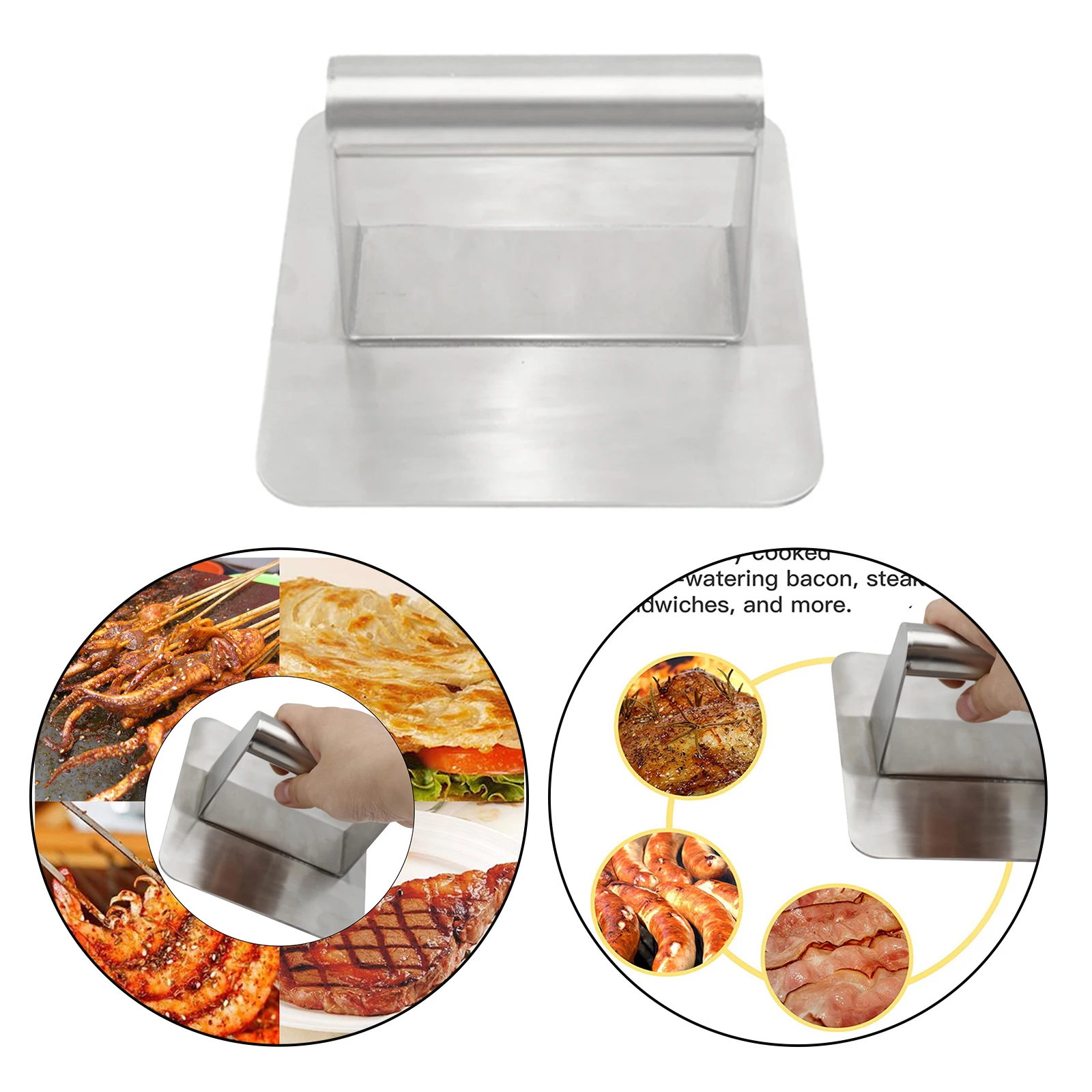 Grill Press 304 Stainless Steel 5.5 Bacon Presser Spatula Burger Press Bacon Press Meat Beef Grill for Grill Cooking