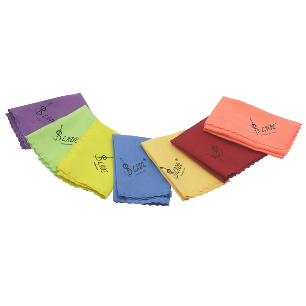 7 Pieces Colorful Cotton Cleaning Cloths Polish Cloth 250x250mm for Guitar Violin Saxophones