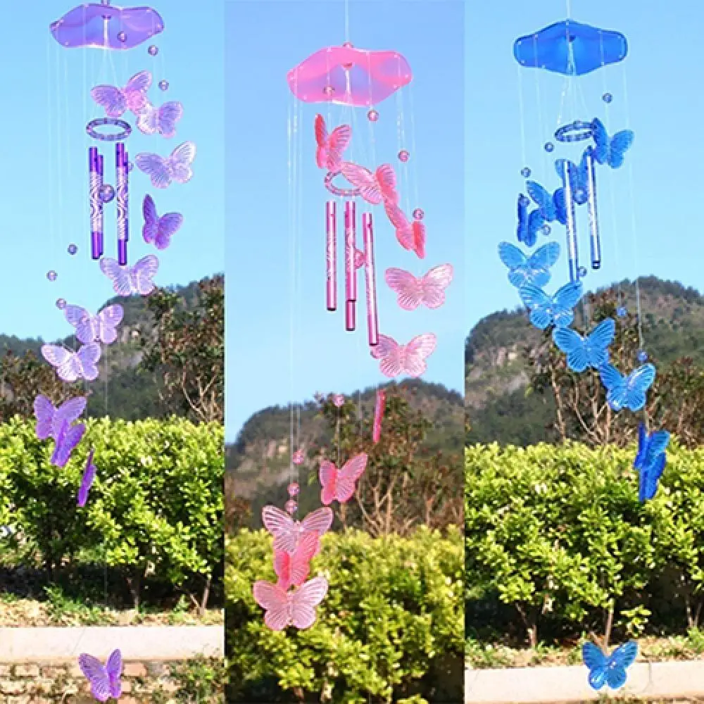 Crystal Butterfly Mobile Wind Chime Bell Ornament Lucky Yard Hanging Decor Art 