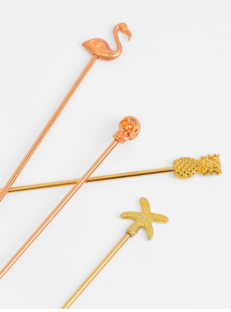 Swizzle Sticks,Cocktail zubehör Edelstahl rühren, Getränke rührer Flamingo, Schädel, Starfis, Ananas, Küchen barkeeper Schneebesen – Detail 4