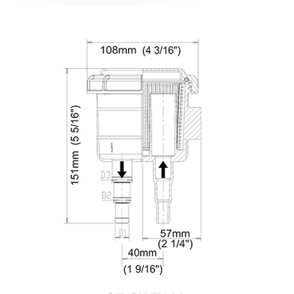 1Pc  Boat Intake Raw Water Strainer/Filter For Hose Size 1/1.25/1.5