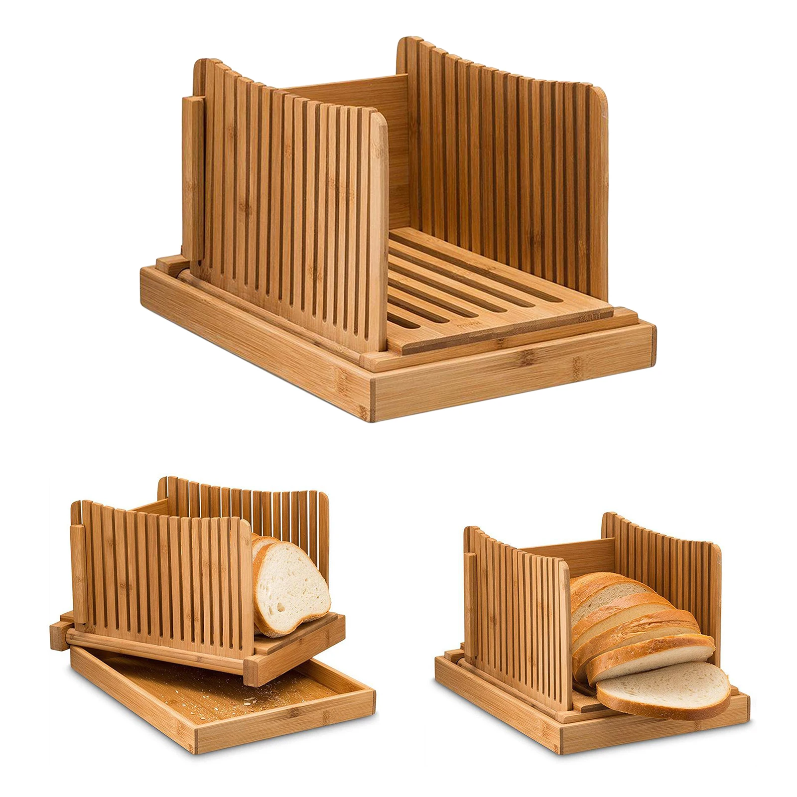 Bamboo Bread Slicer Bread Cutter Made of 100% Bamboo Wood, Bread Cutter Machine