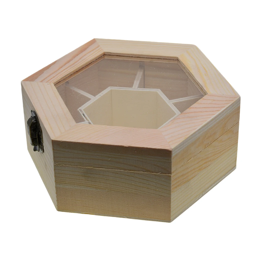 Natural Plain Wooden Jewellery Crafts Storage Box With Glass Lid And