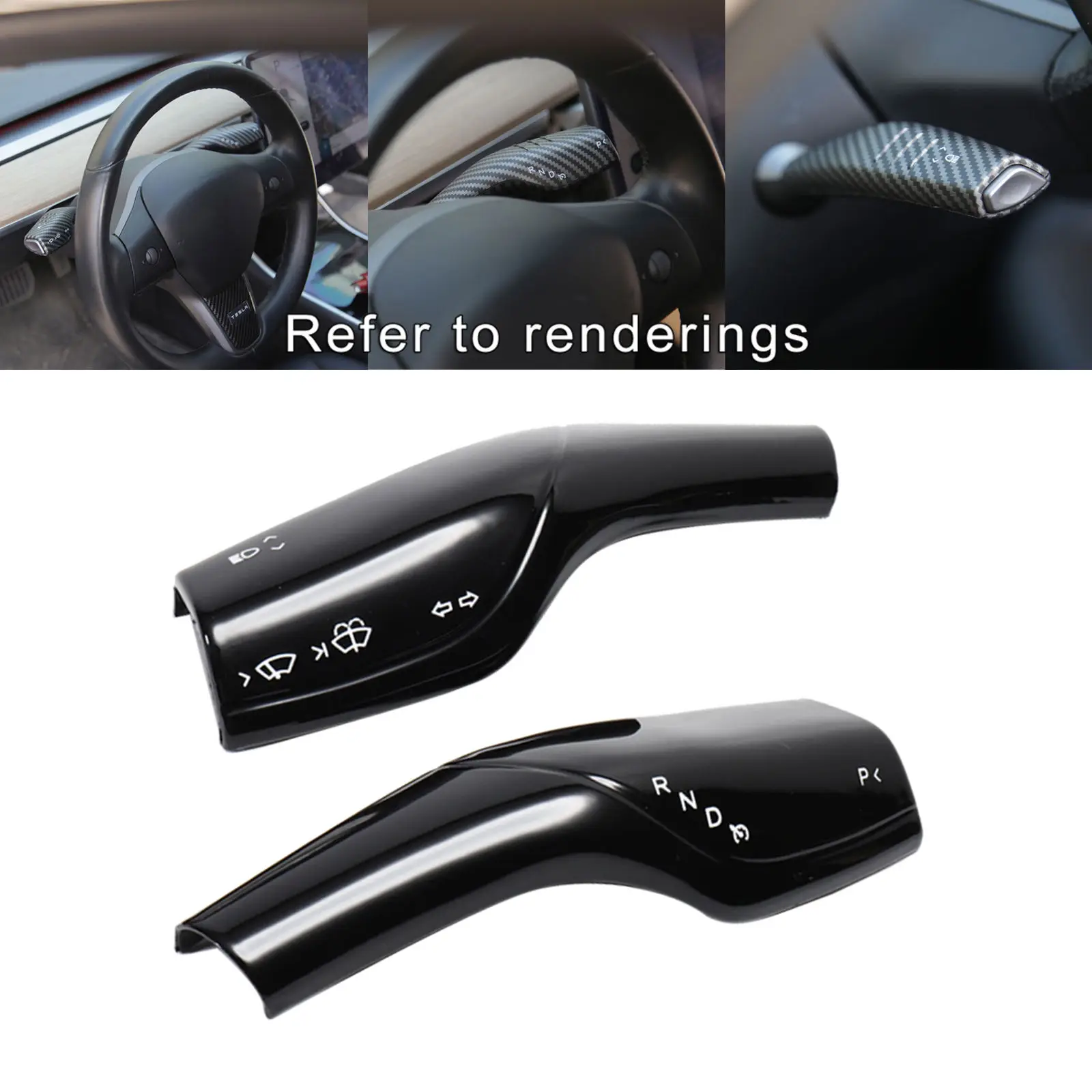 2x Stylish Wiper Gear  Cover Interior Decoration for Tesla Model 3 Y
