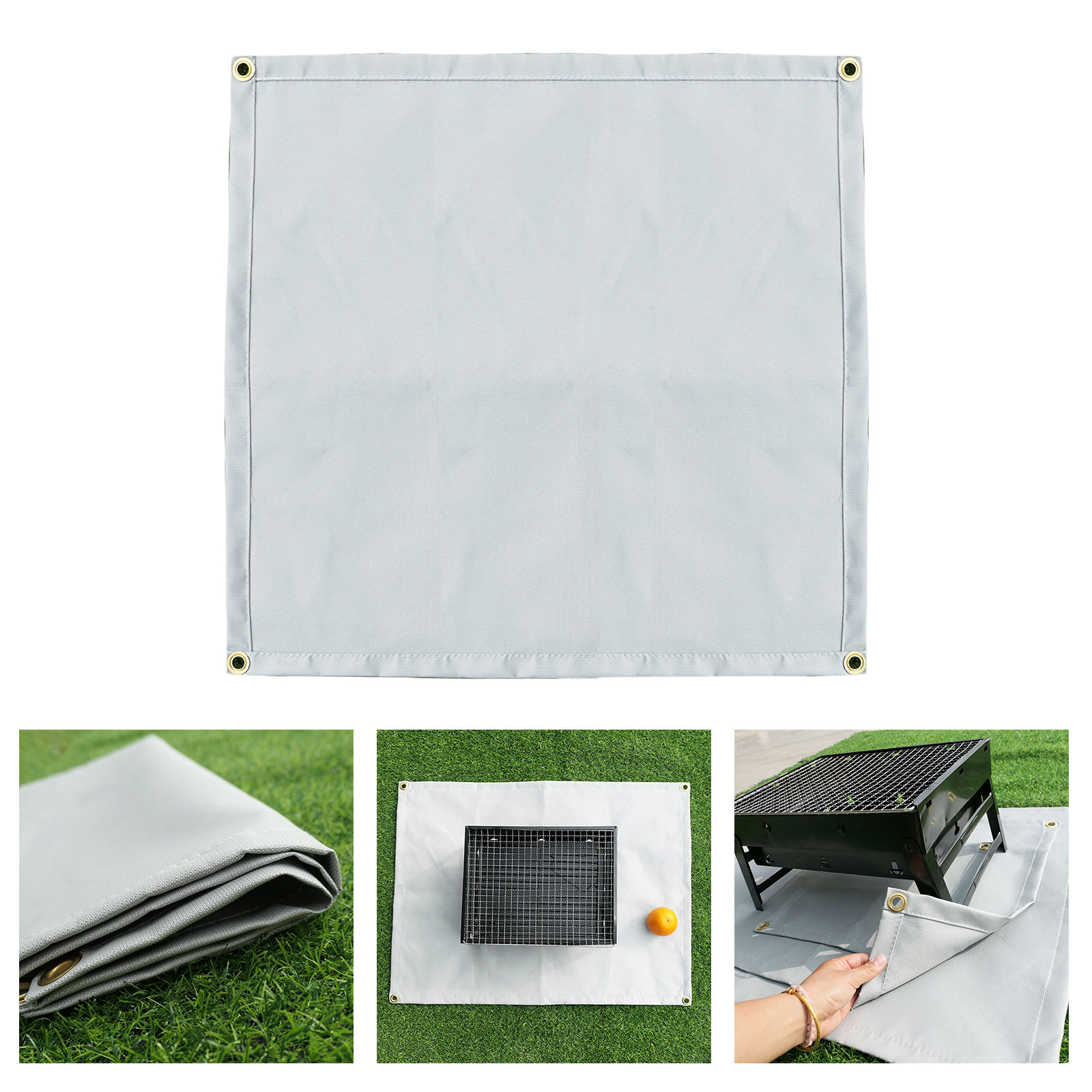 3-Layer Fire Pit Mat Grass Lawn Heatproof Fireproof Pad Hiking Cooking BBQ