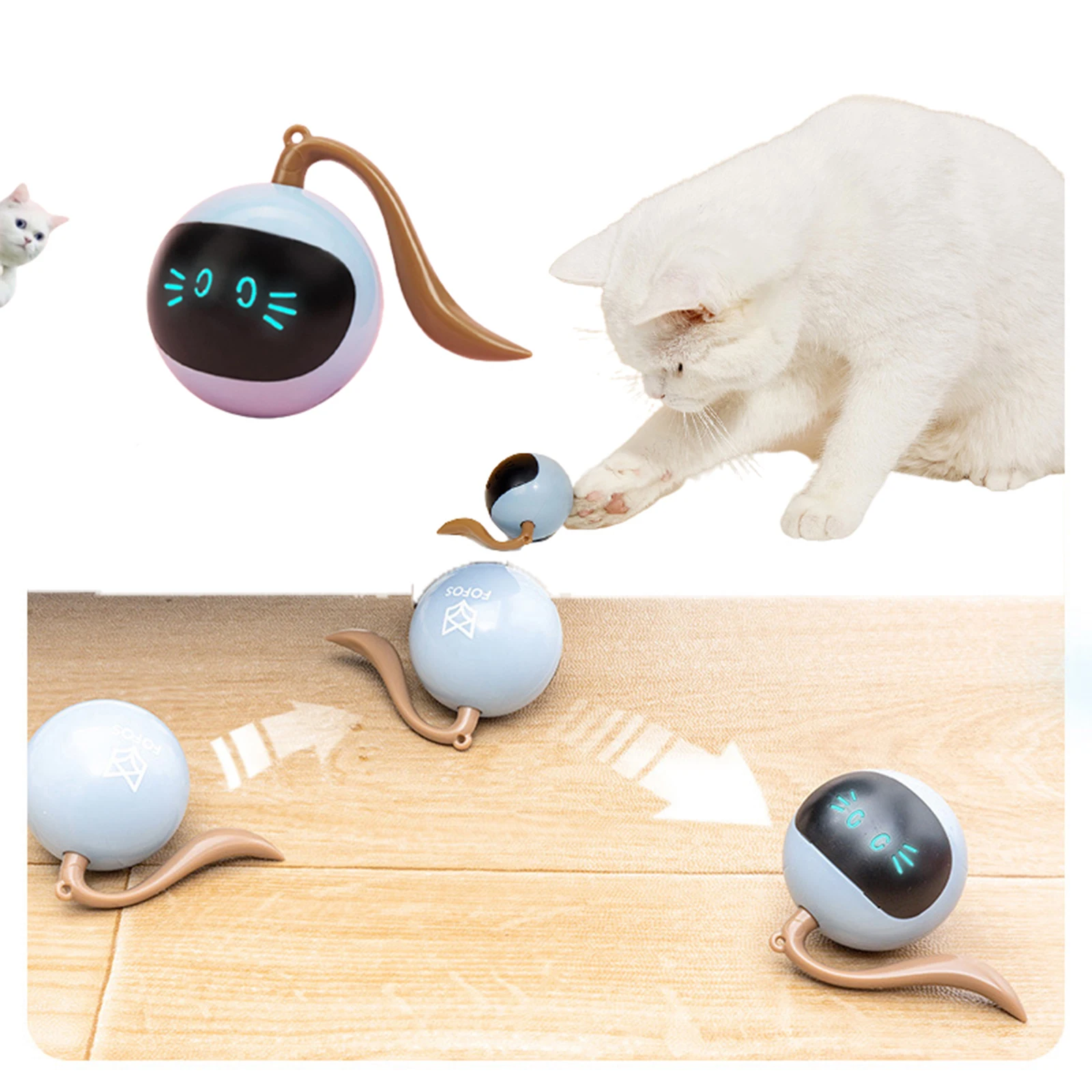 Interactive Cat Toys LED Self Rotating Ball Toys USB Rechargeable Automatic Rolling Ball Toy r Cat Kitty Pet Entertainment Toy