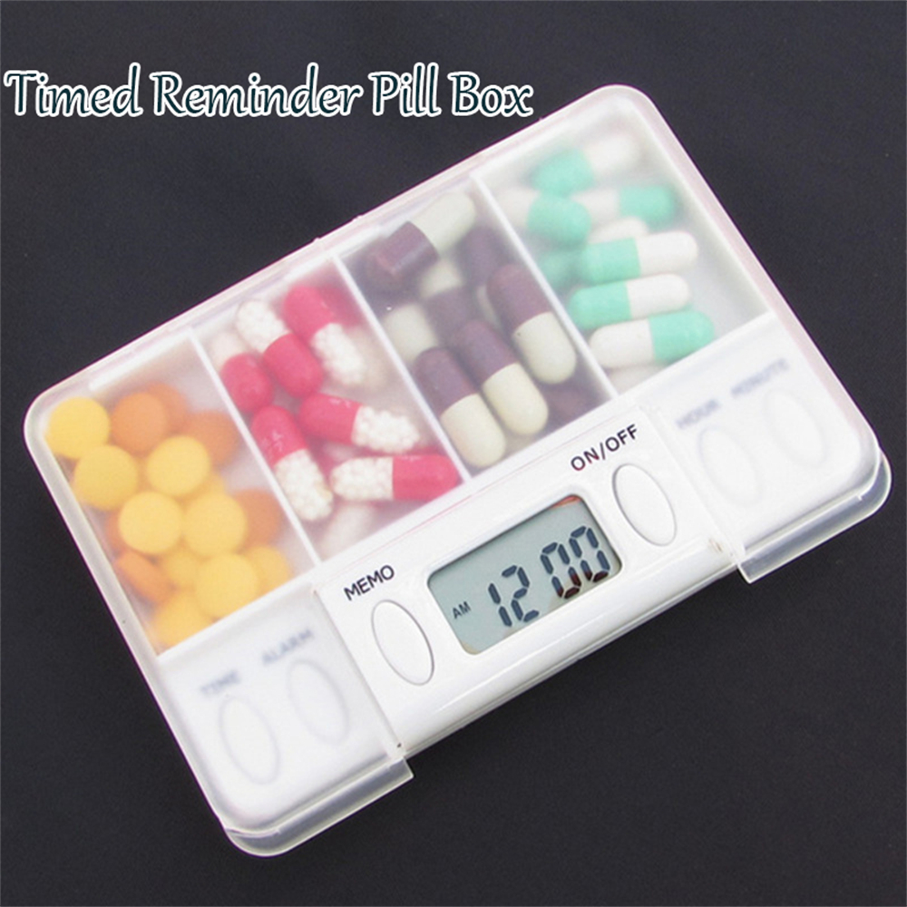 Best of 4 Grid Pill Box Medicine Storage Box Electronic Timing Reminder Medicine Boxes Alarm Timer Pills Organizer Pill Drug Container Reviews & Tips