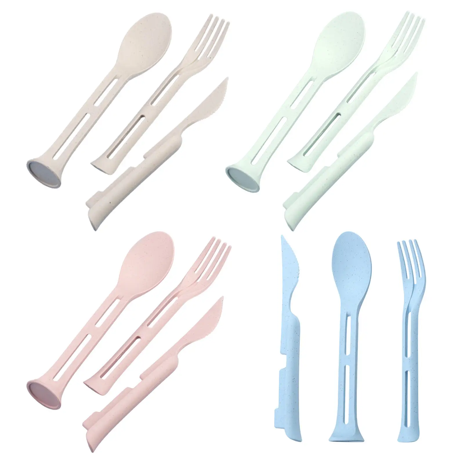 3 Pieces 3 in 1 Knife Spoon Fork Set, Gadgets Portable Dinnerware Tableware Flatware for Training Travel Kids 2 Year Old Toddler