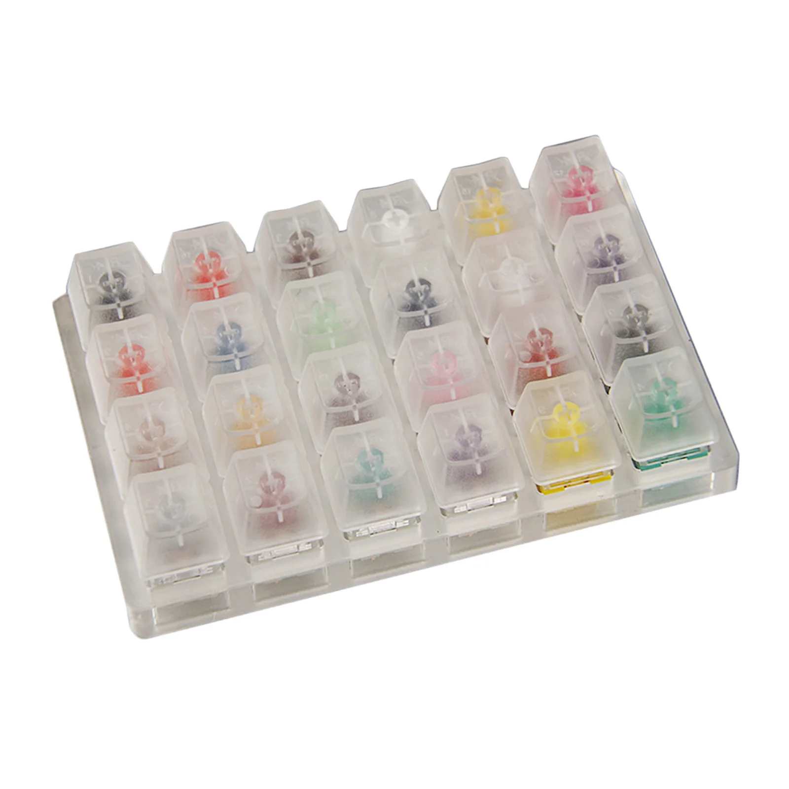 Acrylic 24-Key Clear Switches Tester for Mechanical Keyboard, with Acrylic Base Blank Keycaps