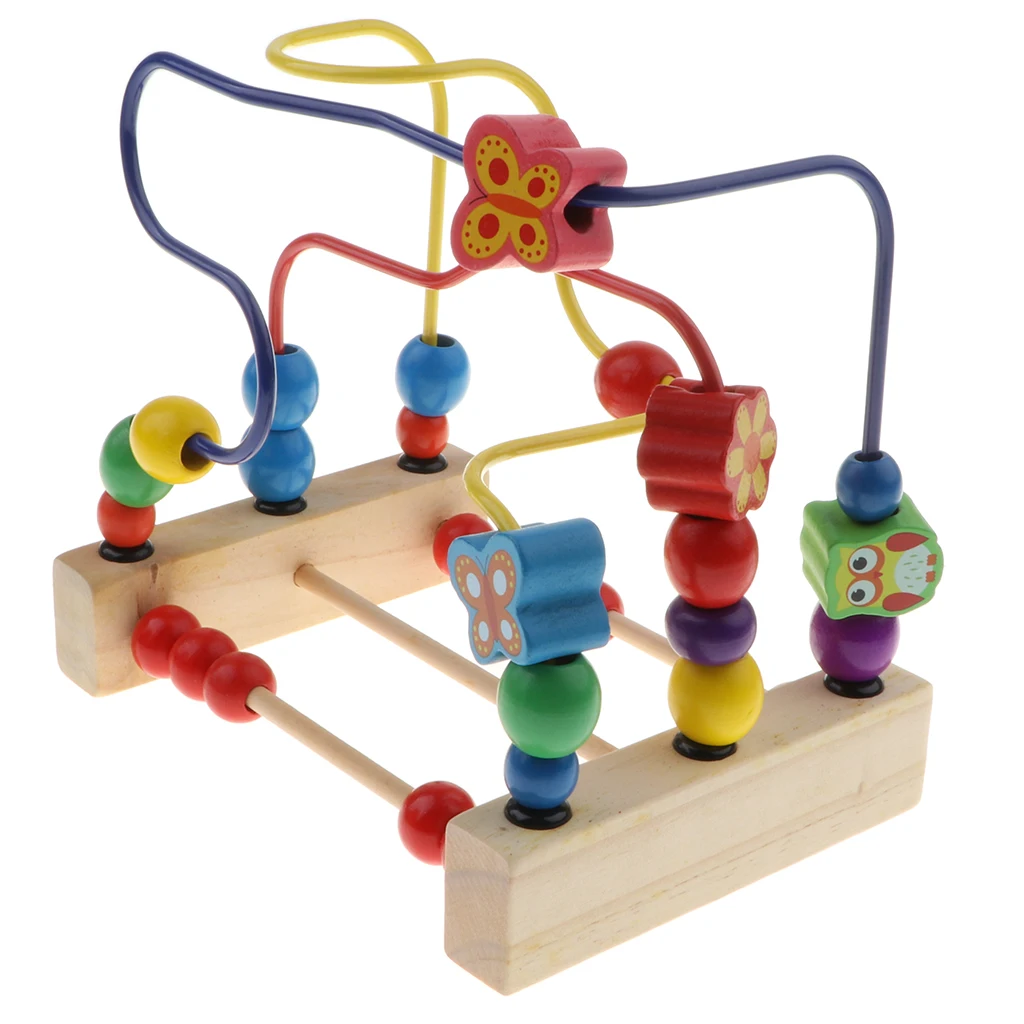 Educational Wooden Beads Maze Roller Coaster Wood Toy For Toddler Baby, Early Educational Toys Baby Coaster Beads Toy