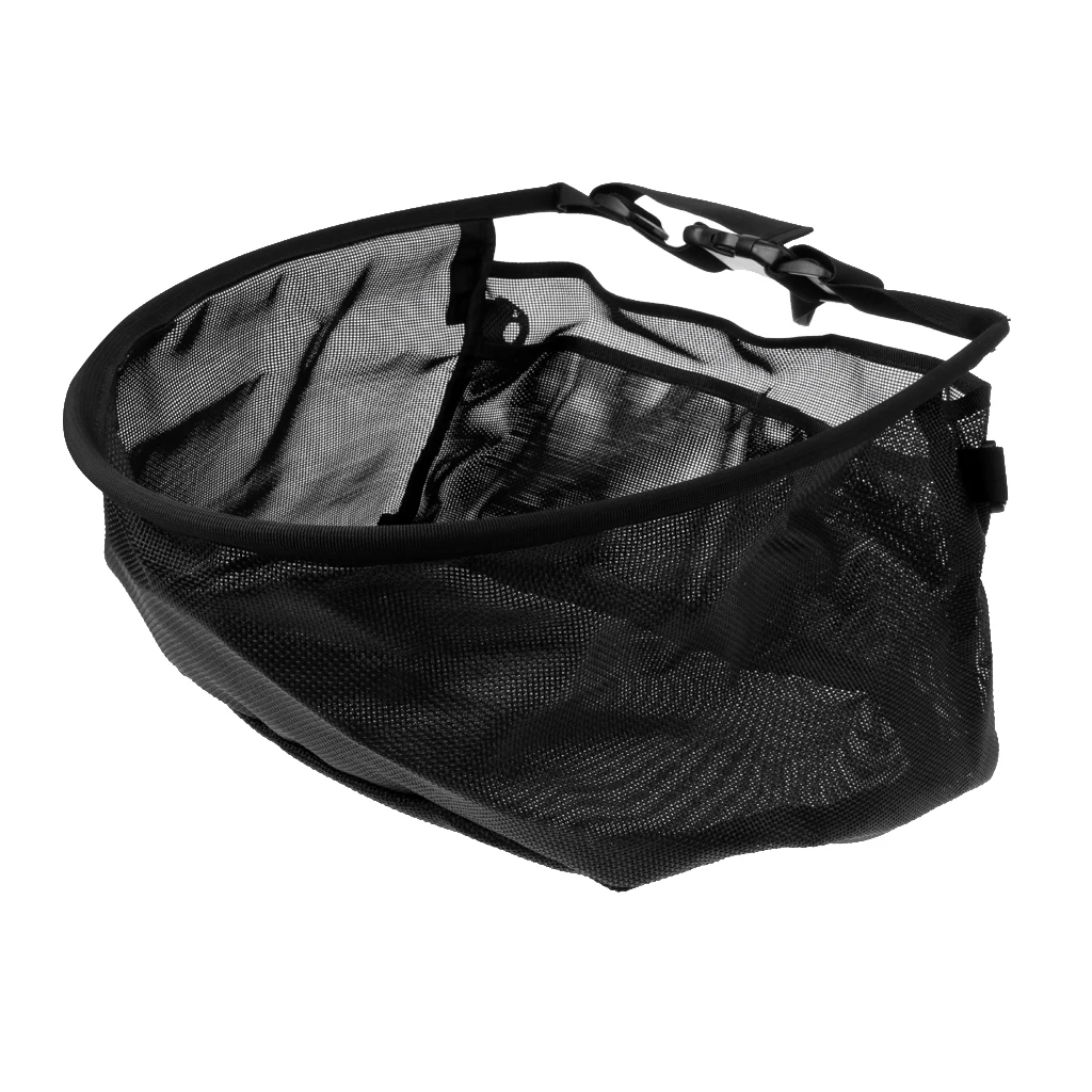 Nylon Fly Fishing Line Tray String Bag Nylon Mesh Stripping Basket with Two Pockets, Black