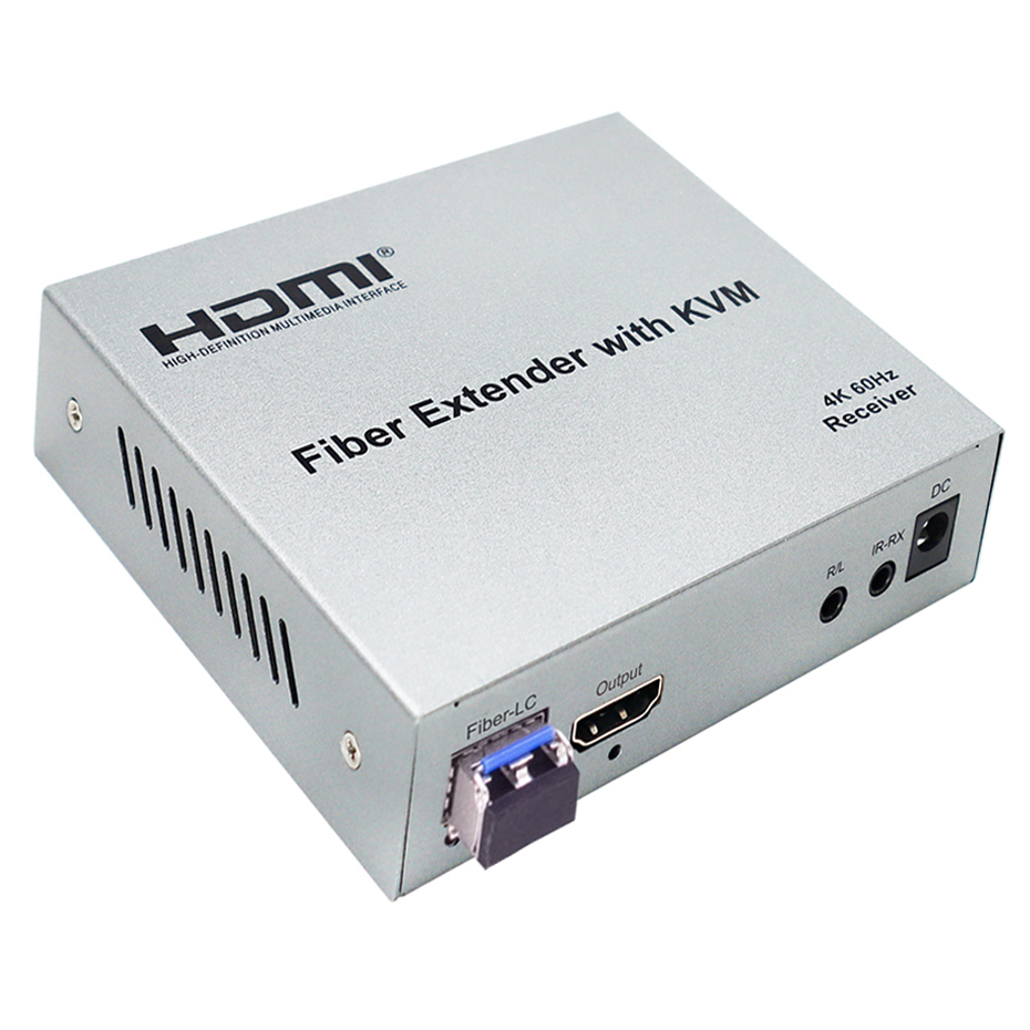 Title 5, 4k 60hz KVM HDMI Extender By Fiber LC Cable Sin...