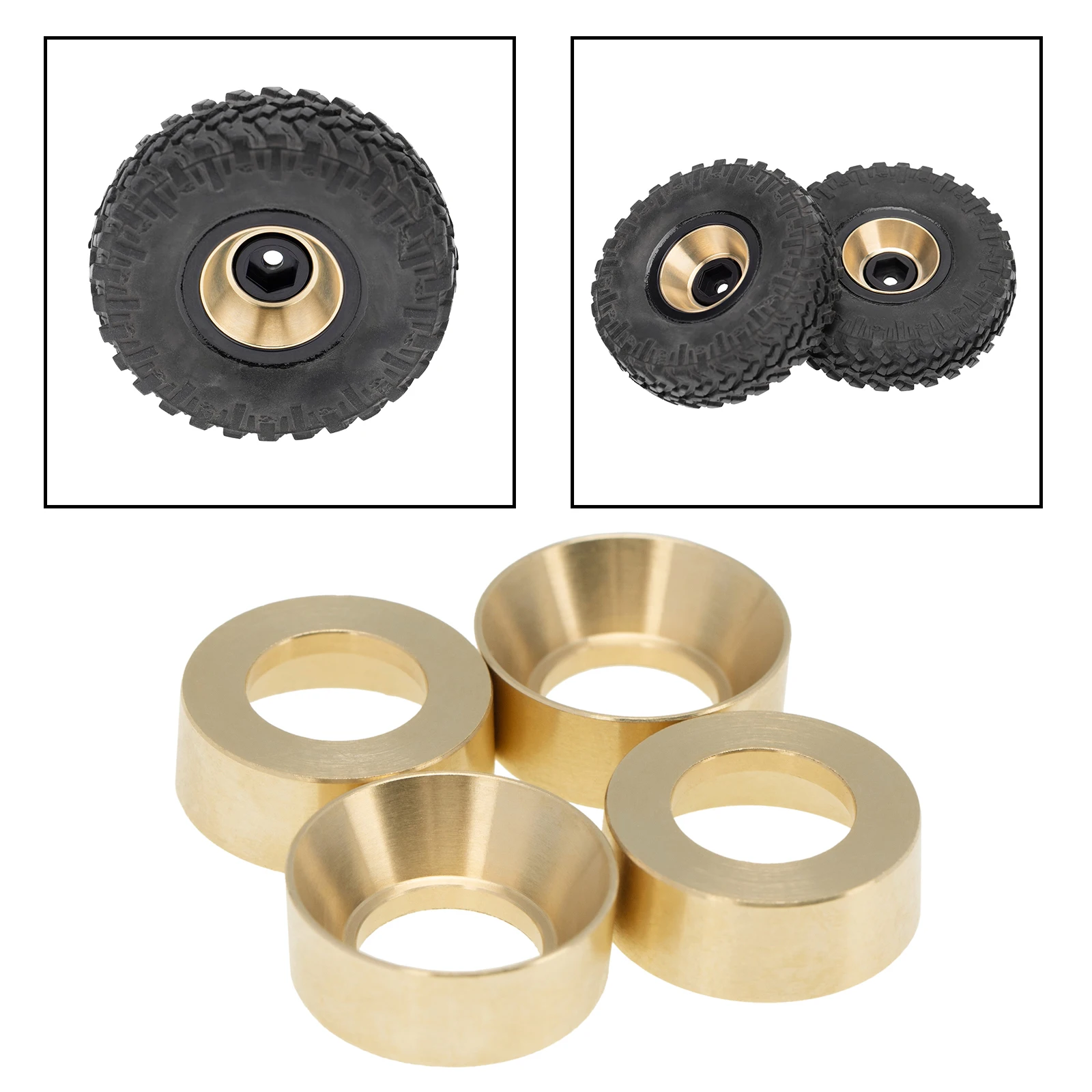 ZeckTeck RC Car Brass Wheel Weights Counterweight for 1/24 Axial SCX24 90081 AXI00002 AXI0000 AXI90081 RC Car Upgrade Parts 4pcs 