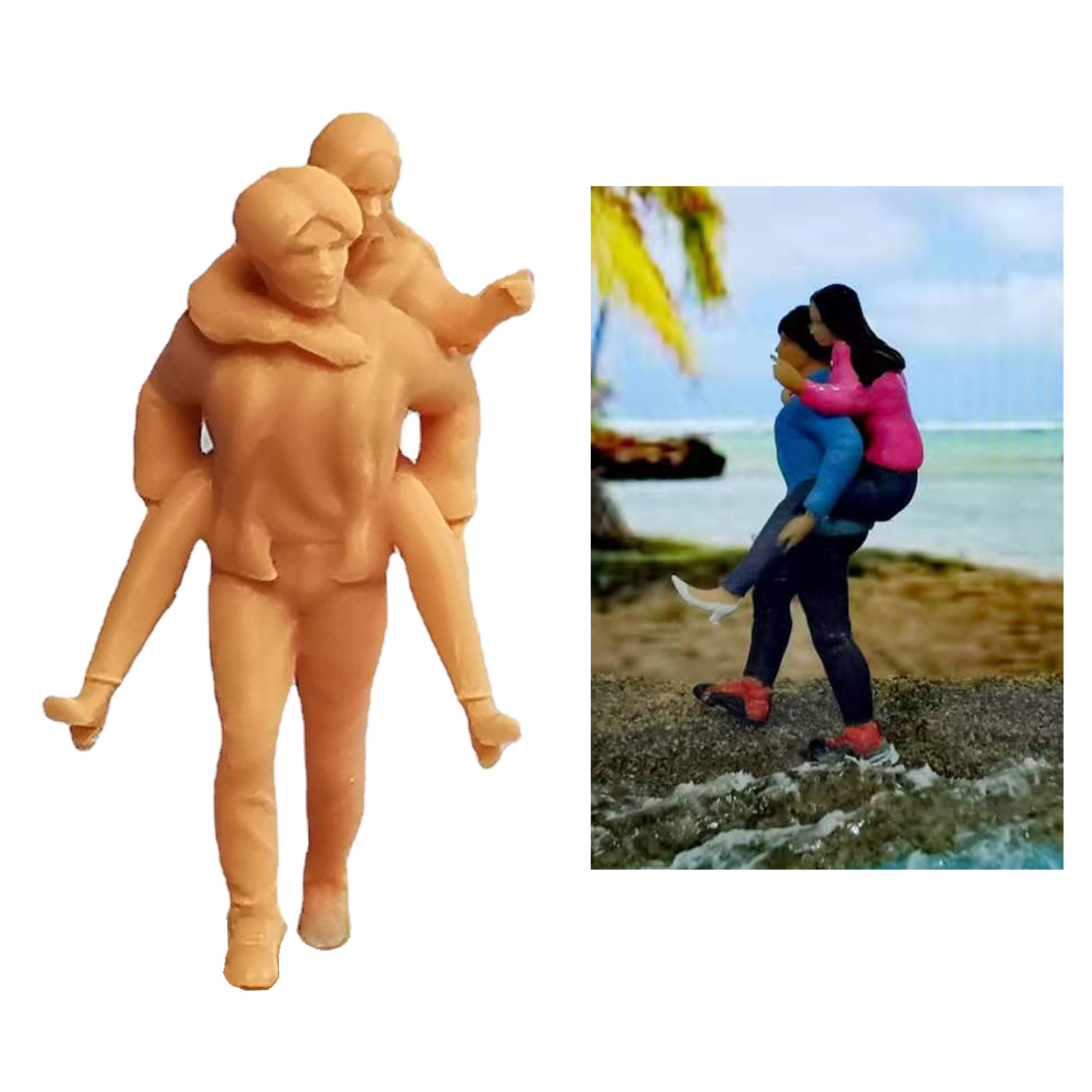 1:64 Unpainted Couple Doll Model Figure Young Lovers Couple Toy Decor Accs