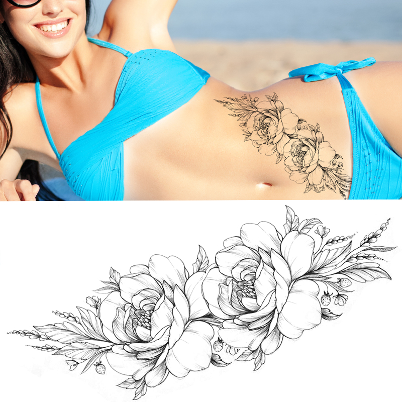 Best of Sexy Flower Temporary Tattoo Female Body Art Painting Arm Leg Tattoo Sticker Black Rose Waterproof Tattoo DIY Tattoo Sticker Reviews & Tips - Image 4