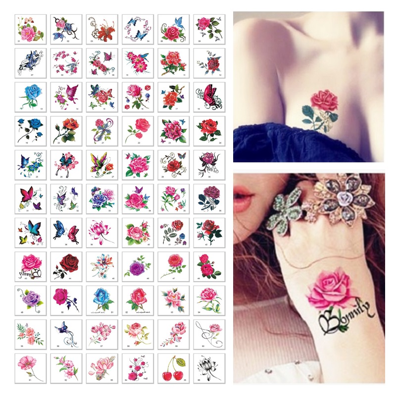 Best of 66pcs / Set No Repeat Flowers Butterfly Temporary Tattoos Waterproof Girls Body Art Concealer Stickers Disposable Makeup Tools Reviews & Tips