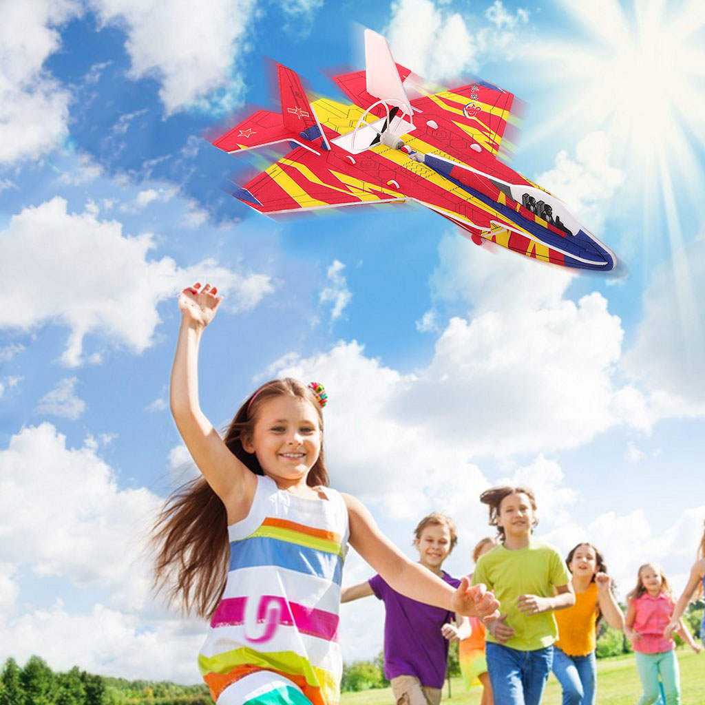 Hand Throw Airplane Toys PP flashlights Styrofoam A Set Glider Model Aircraft for Family