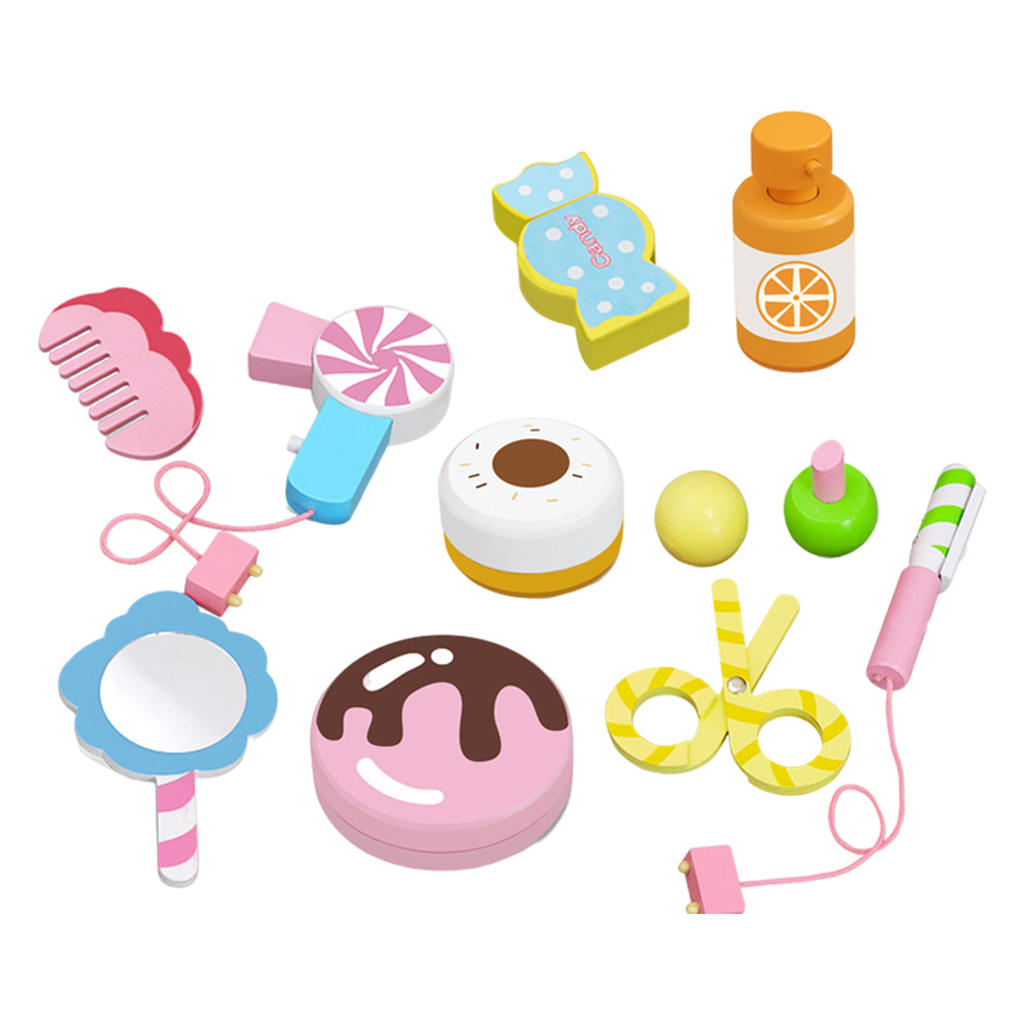 Kids Pretend Play Makeup Set Kids Toys Perfume Powder Puff Scissors Hair Drier with Storage Case Lipstick Comb for Party Age 3+