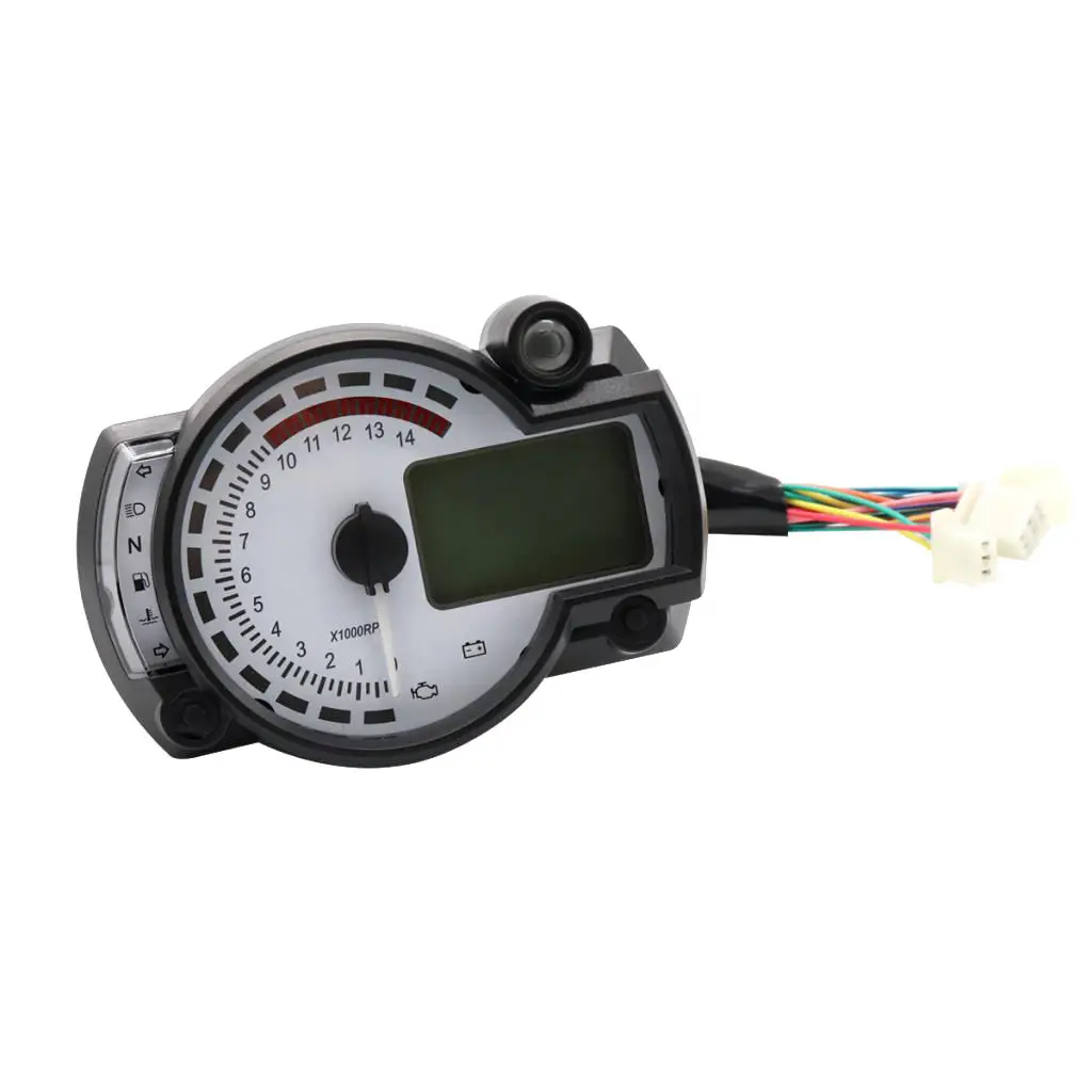 Motorcycle Digital Light LCD Speedometer Odometer Tachometer W/ Speed Sensor Odometer Gauge Display Oil Level Meter Universal