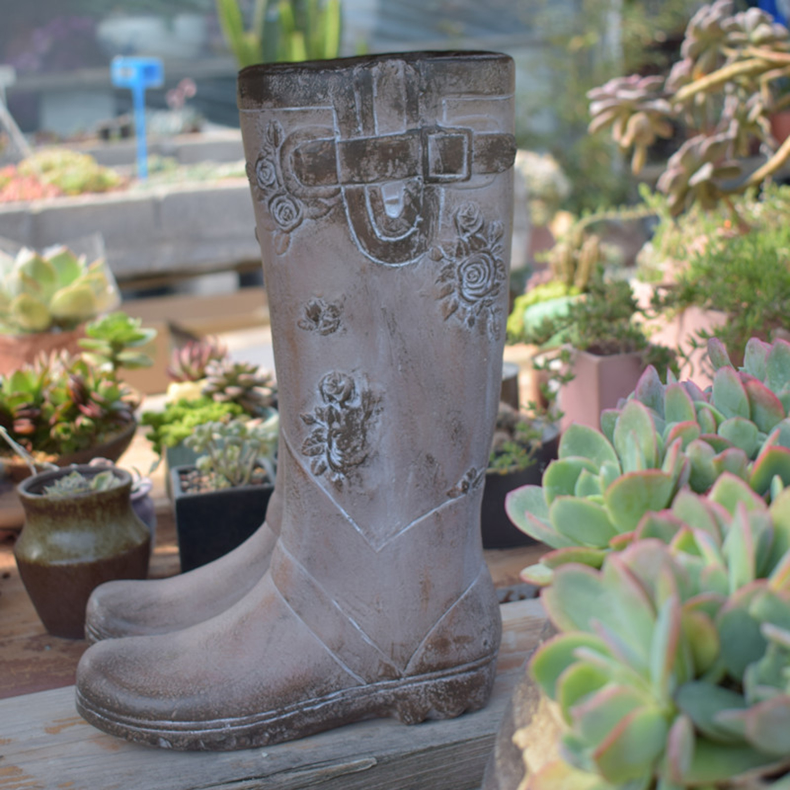 Vintage Style Rainboot Resin Garden Planter Flower Pot Potted Planting Holder Patio Lawn Decoration