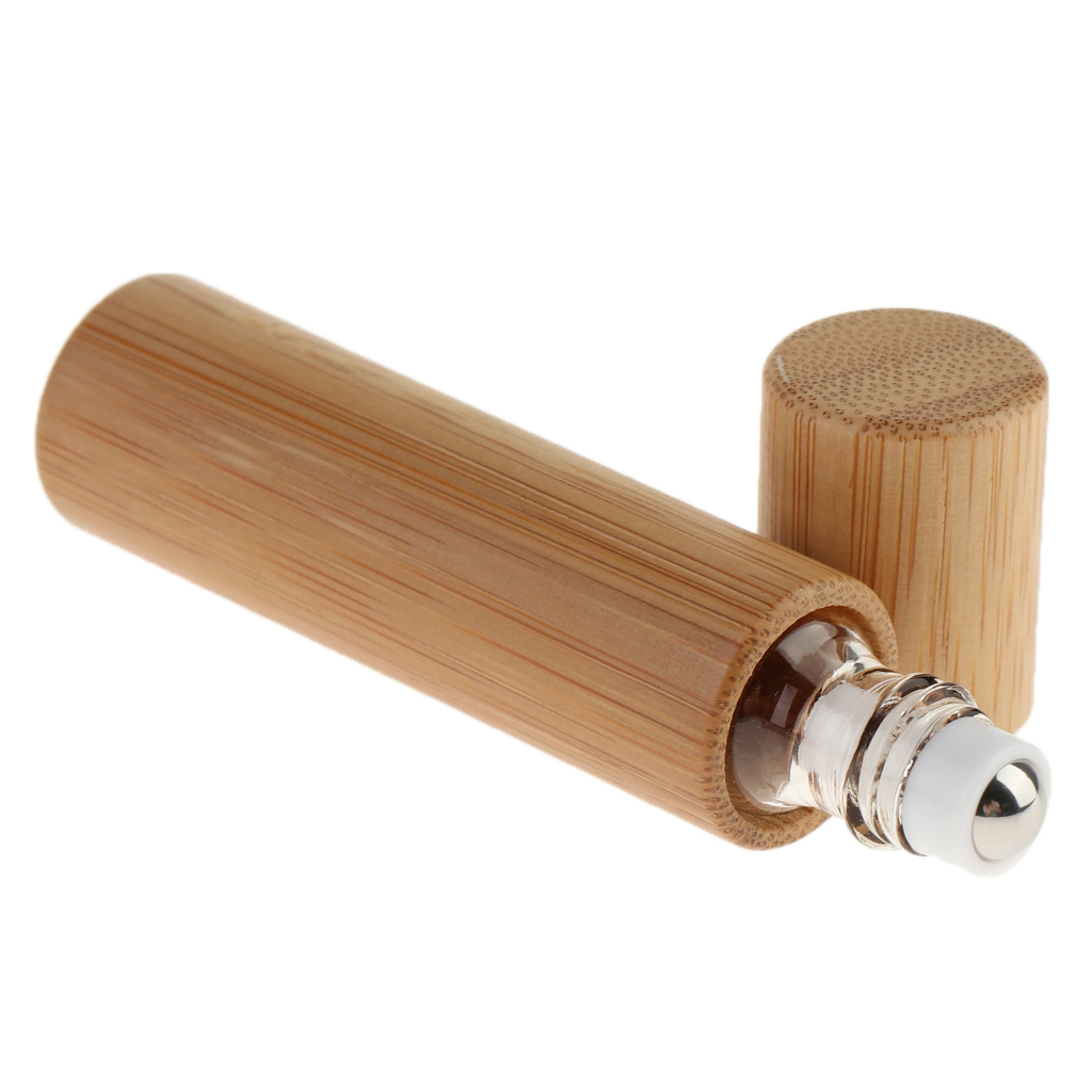 MagiDeal 10ml Natural Bamboo Empty Essential Oil Makeup Rollerball Bottle