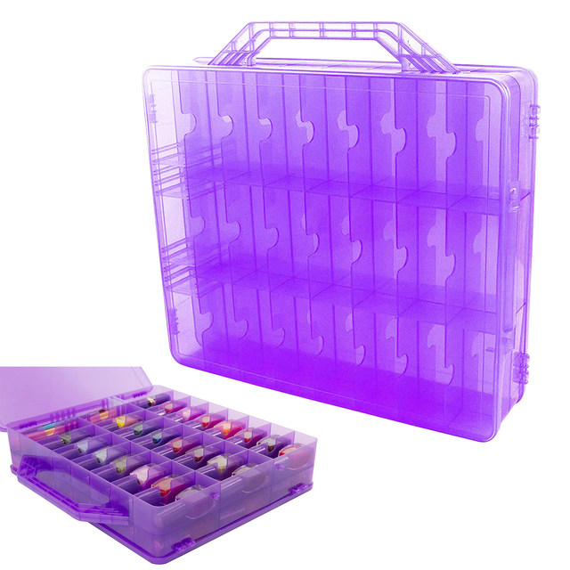 Organizador de esmalte de uñas con 30/48 ranuras, estuche de almacenamiento  divisor transparente, soporte portátil de Gel UV, caja de plástico de doble  cara con mango - AliExpress