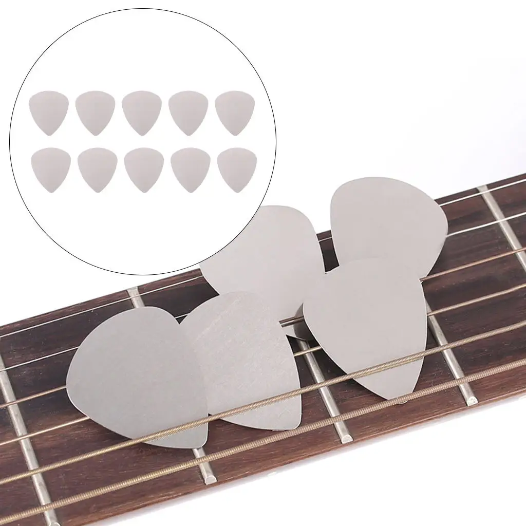 10Pcs 0.3mm Guitar Picks Stainless Steel Metal Classic Multipack Plectrum for Bright Vibrant Sounds Long Lasting Acoustic Guitar