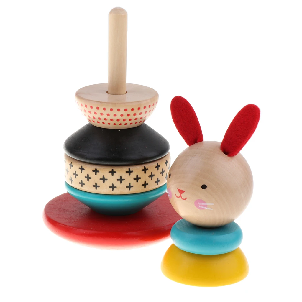 Baby Stacking Rabbit Roly Poly Wooden Toy for Early Developmental Toys