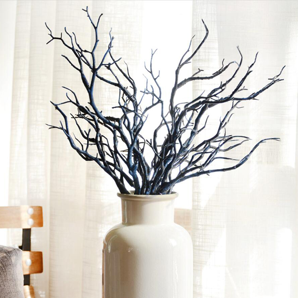 1 Bunch Of Blue Artificial Silk Ficus Tree Branches Faux Fake Lamination Arrangements Home Garden Office Market Restaurant