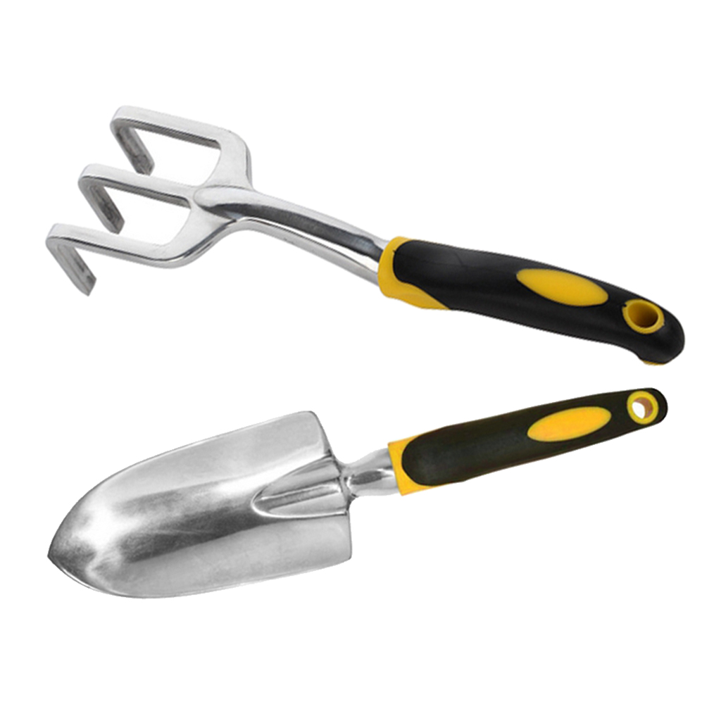 2x Mini Ergonomic Handles Garden Tool Set, Portable Hand Shovel & Rake Gift Kids