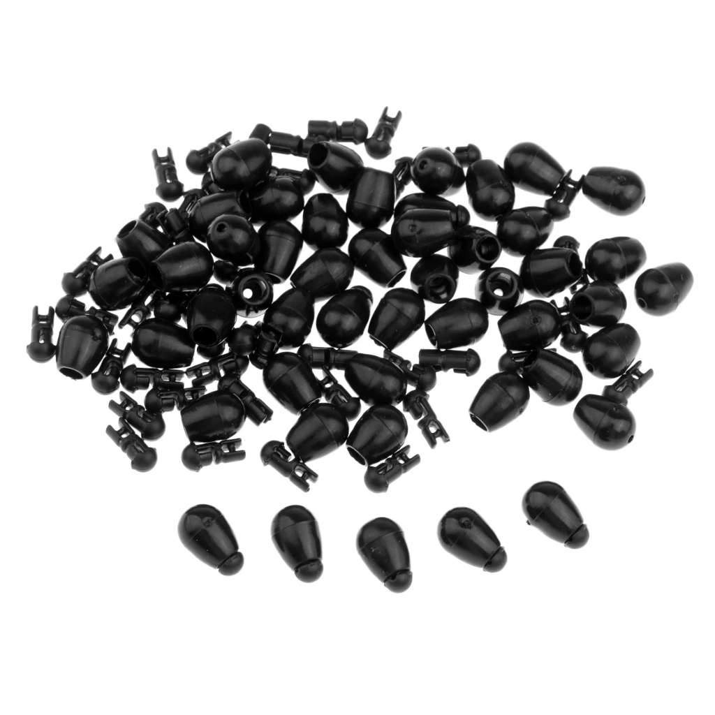 50pcs Quick Change Beads Carp Match Fishing Tackle for Hook Links Method Feeders, Black