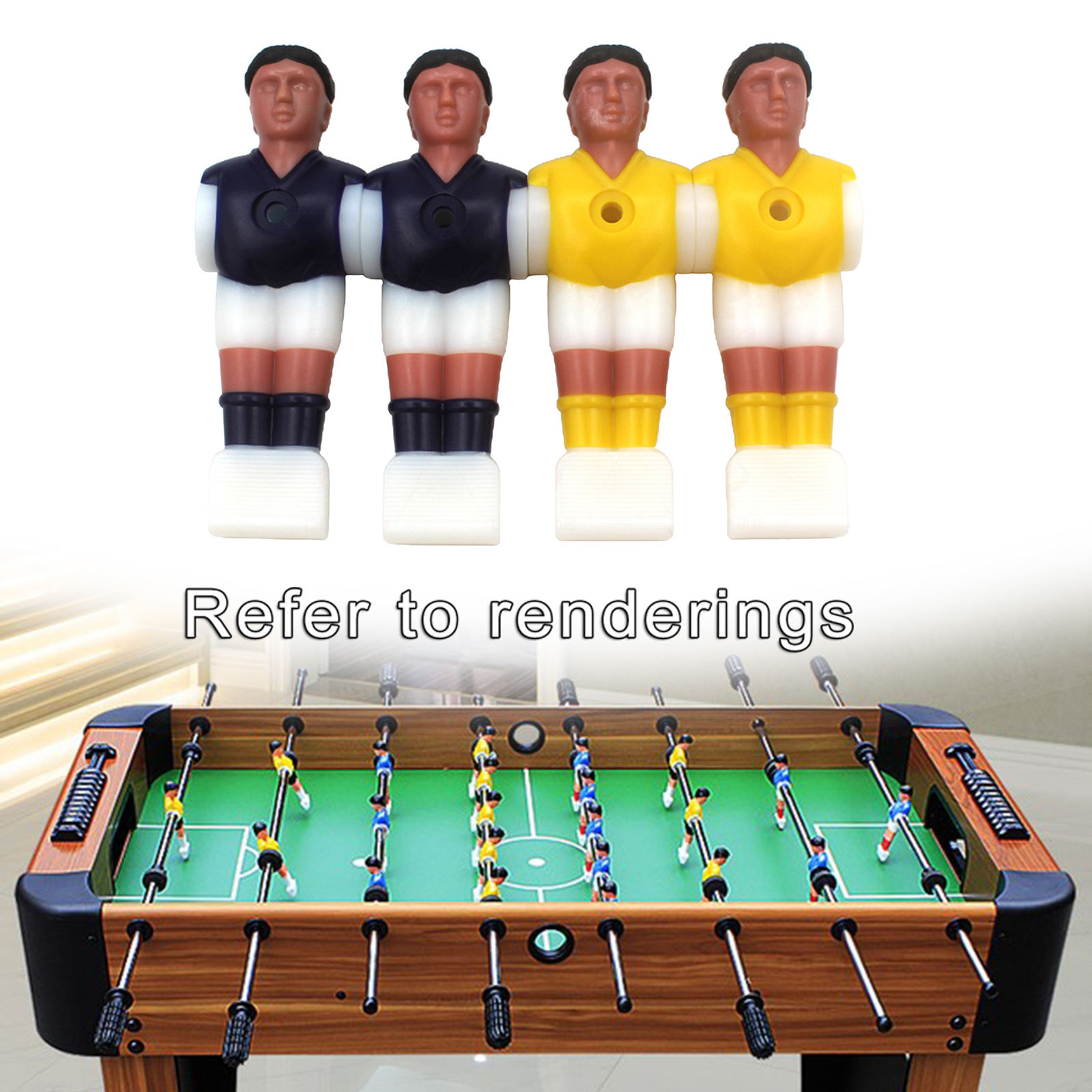 4pcs Hard Rubber Mini Foosball Men Table Top Football Players Model with Ball Indoor Replacement Accessories