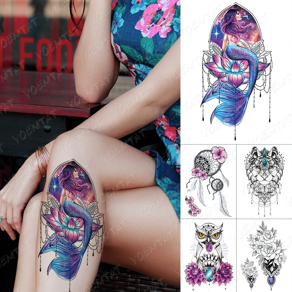 Best of Waterproof Temporary Tattoo Sticker Henna Mermaid Owl Diamond Flower Flash Tattoos Body Art Anime Arm Thigh Fake Tatoo Women Men Reviews & Tips