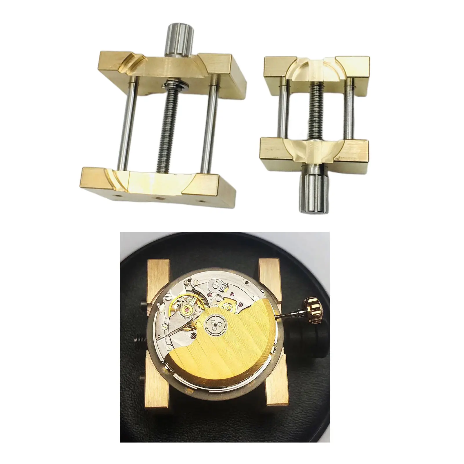 2 Pieces Brass Watch Movement Holder Fixed Base Maintenance Tool Accessory