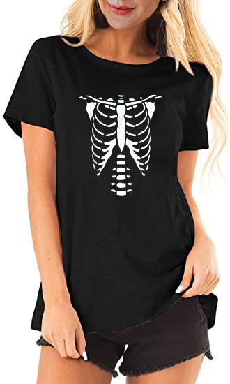 Esqueleto ossos costela gaiola halloween camiseta camisas para mulher goth  roupas - AliExpress