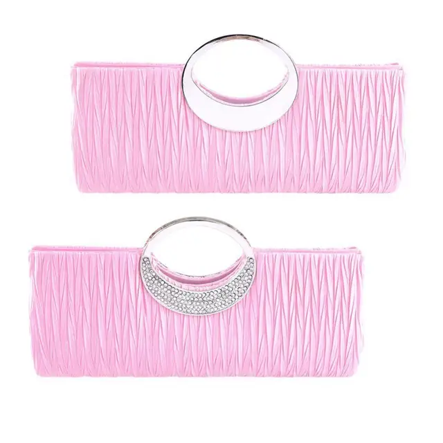 Windfall Women Luxury Rhinestone Satin Pleated Evening Bag Party Clutch  Purse Handbag