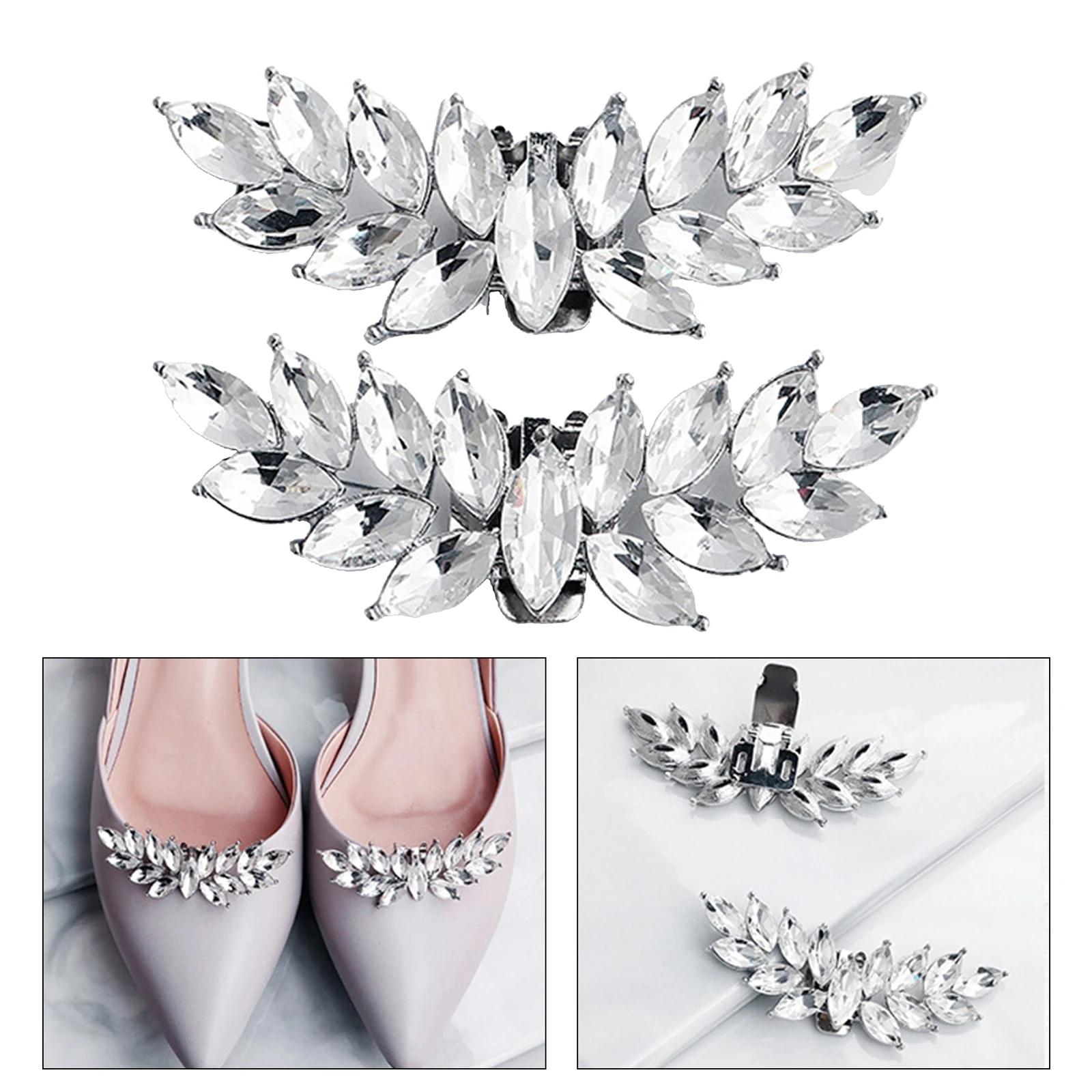 Bridal Shoe Decorations Clips Crystal Rhinestone Shoe Buckle Charm for