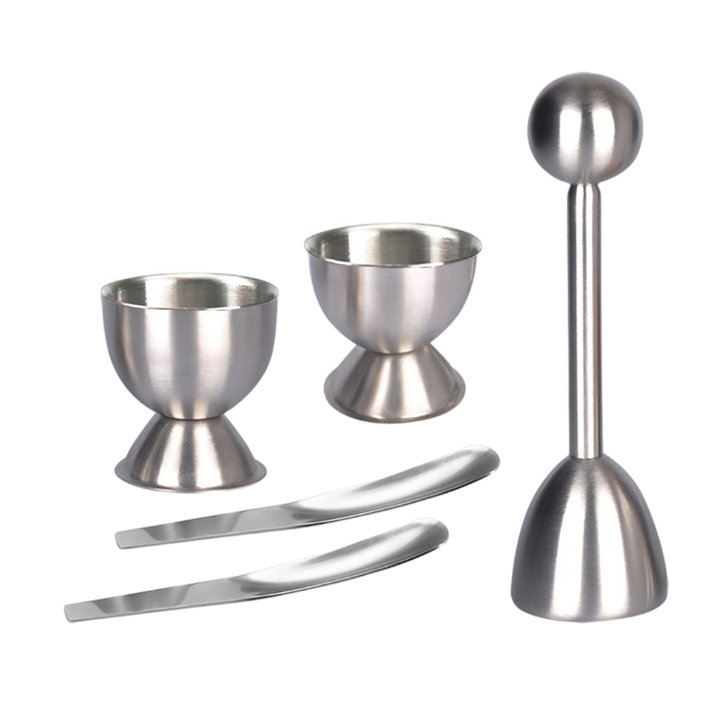 Egg Topper Opener Boiled Eggs Egg Separator Eggshell Remover with 2 Cups 2 Spoons for Hard Soft Boiled Eggs Kitchen Gadgets