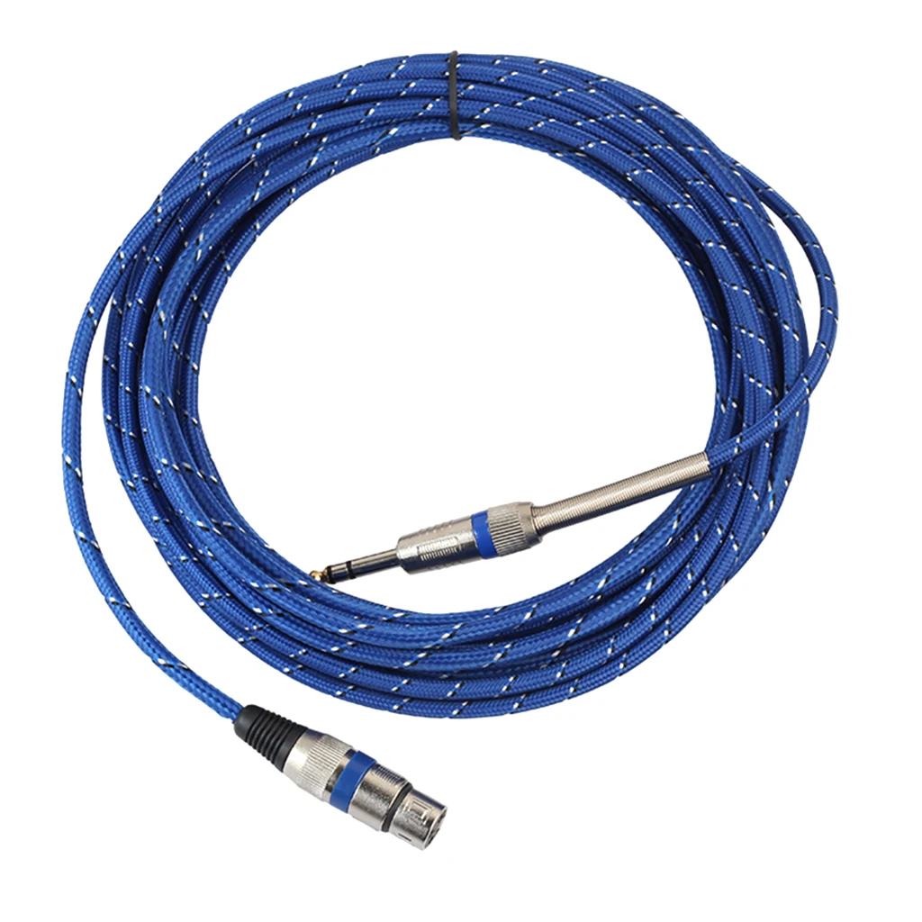 Nylon Braided 1/4'' Jack 6.35mm Stereo Male To XLR Female Mic Cable