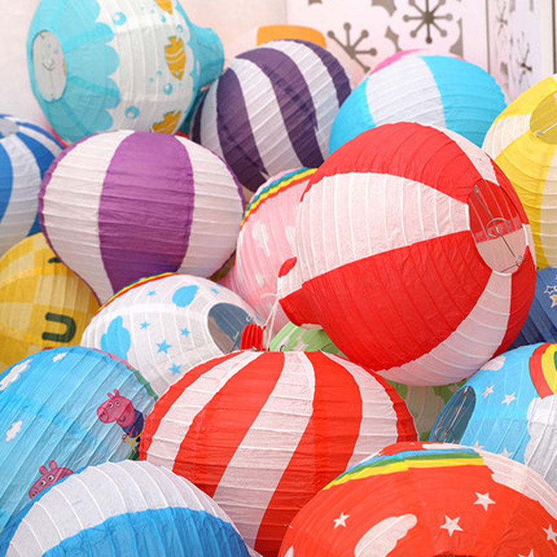 16inch 40cm Hanging Paper Lanterns Rainbow Hot Air Balloon Paper Lantern Chinese Party Ball Lamp Decor Birthday Wedding Supplies