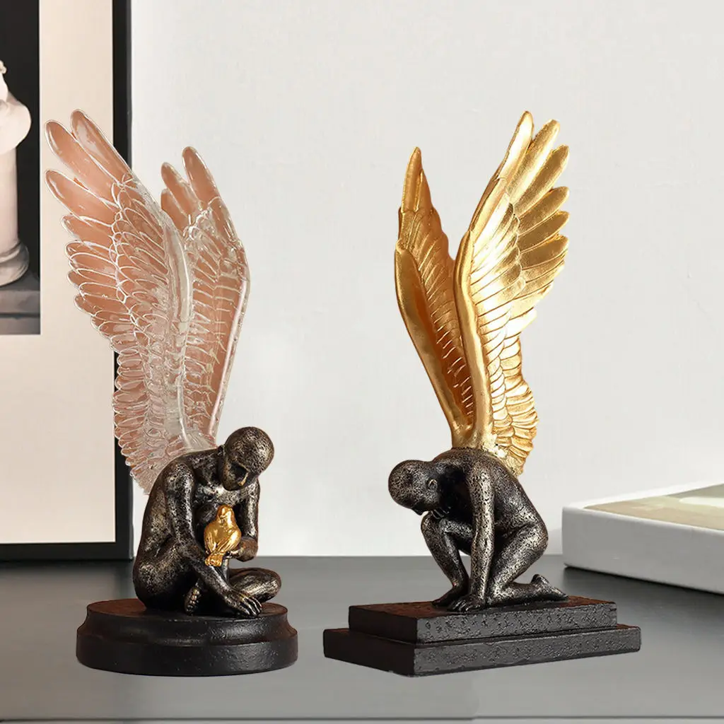 Redemption Angel Statue, Resin Angel Sculpture with Open Wings, Home Gardening Decoration, Decorative Statue, Ornaments