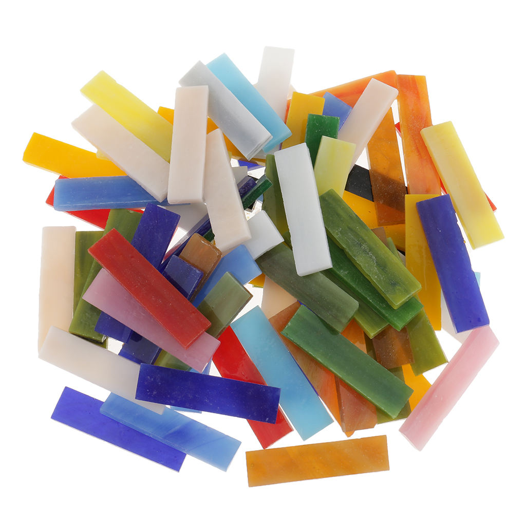 70 Pieces Rectangle Shape Assorted Colors Glass Pieces Mosaic