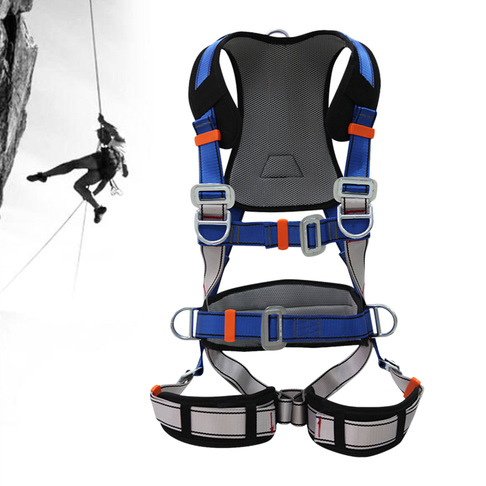 Climbing Harness Outdoor Rock Mountain Climbing Rappelling Safety Belt Harness Equip Full Body Safety Harness Fall Protection