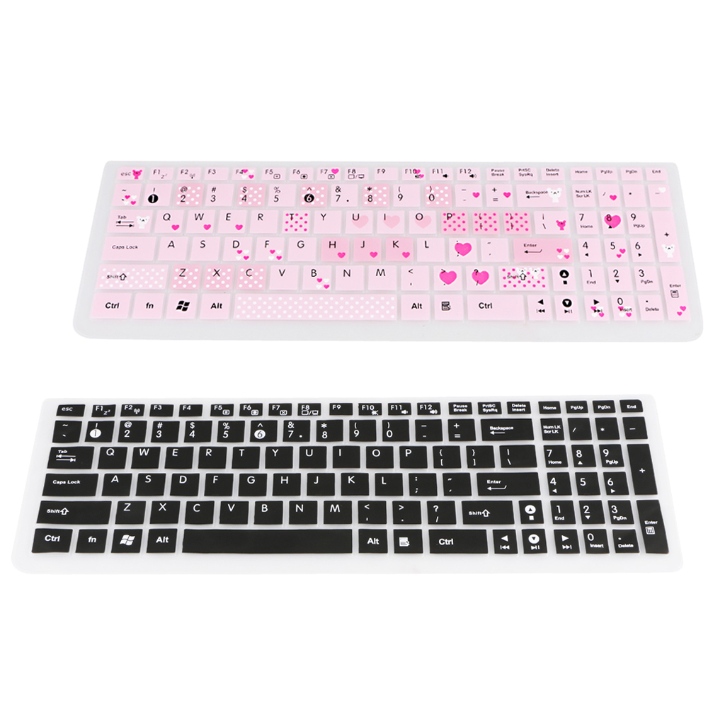 2pcs Folding Keyboard Protector Keypad Skin Dust Dirt Remove Pink & Black
