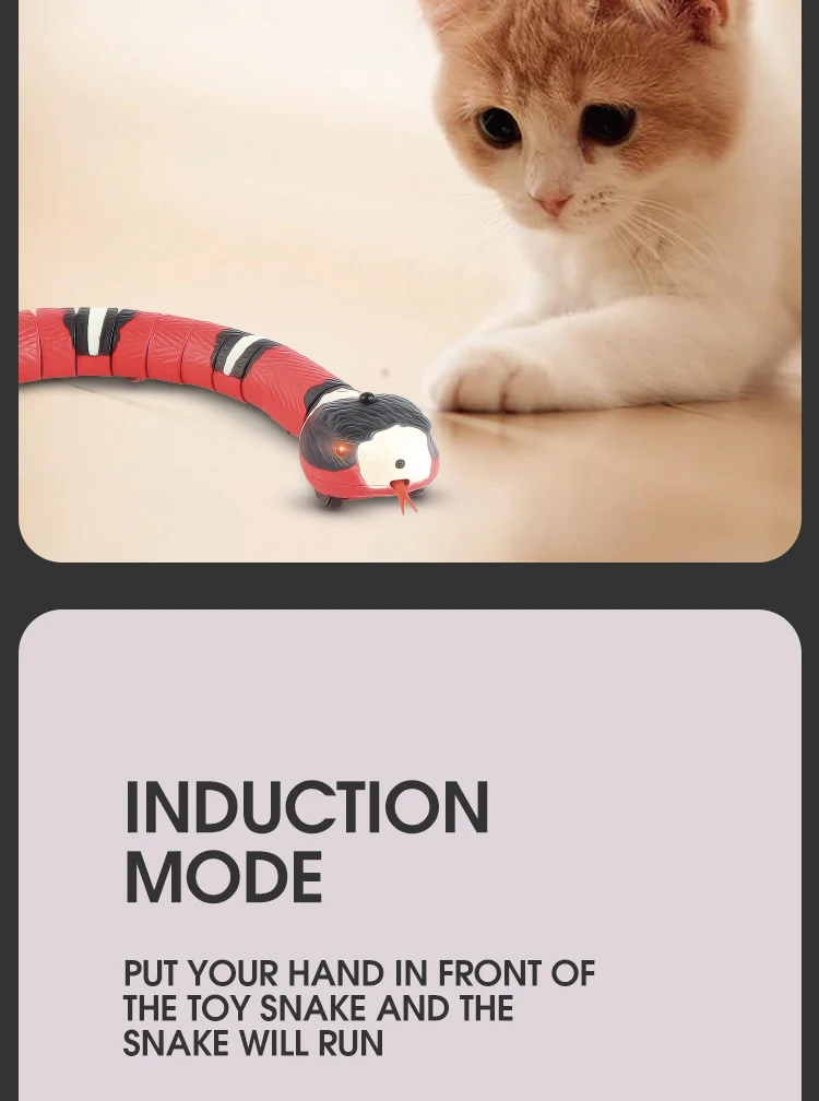 Juguetes automáticos para gatos, serpiente de detección inteligente interactiva, recargable por USB, accesorios para mascotas, AKITECNO.CL