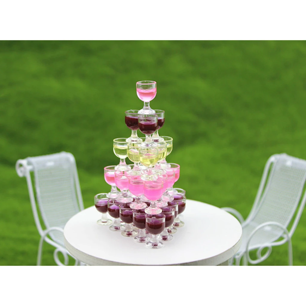 10 Pieces 1/12 Dollhouse Miniatures Wine Glasses Goblet Bedroom Fairy Garden