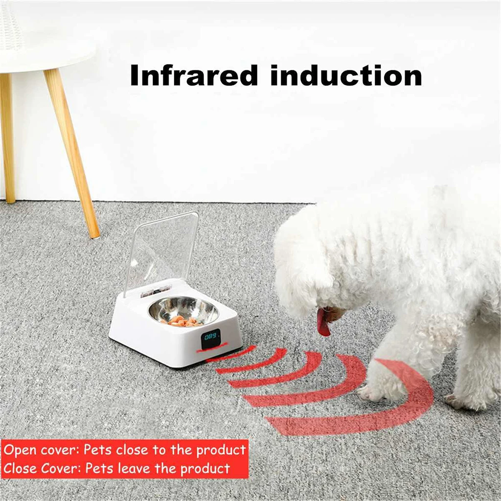 Automatic Infrared Sensor Food Dispenser for Dogs And Cats, Pet Feeder, Automatic Open Cover